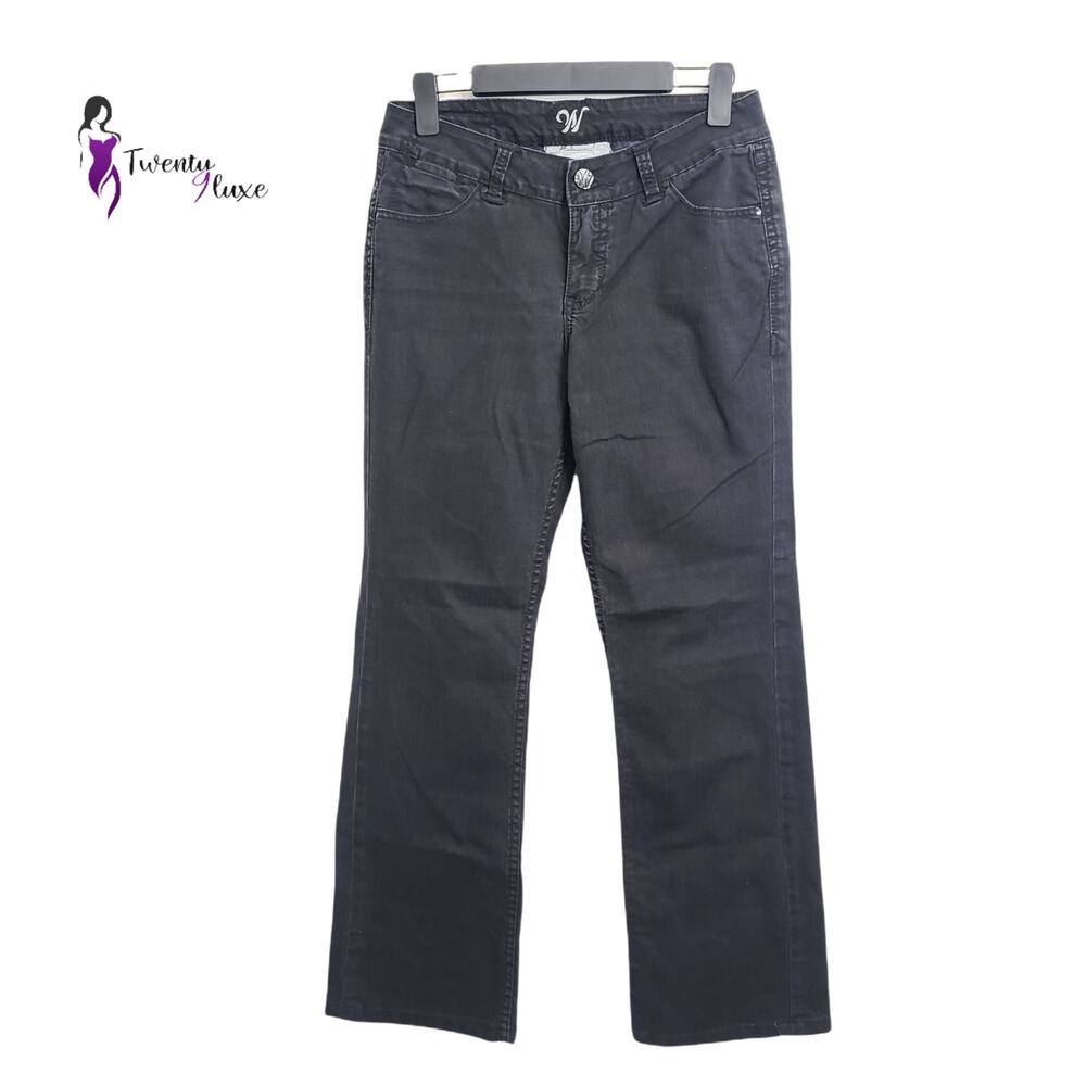 Worn Women's Faded Black Straight Leg Jeans Size 8